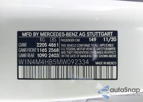 2021 Mercedes-Benz Glb 250 4Matic z USA, uszkodzony, nr VIN W1N4M4HB5MW092334